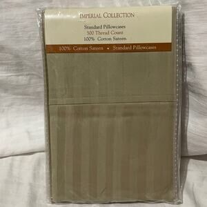 Imperial collection 300 thread count tan on tan stripe pillow case nwt standard